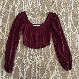 Elegant Burgundy Lace Women's Top